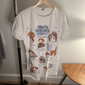 NWOT Relevant Nightshirt How to Sleep With a Cat 100% Cotton Women's One Size